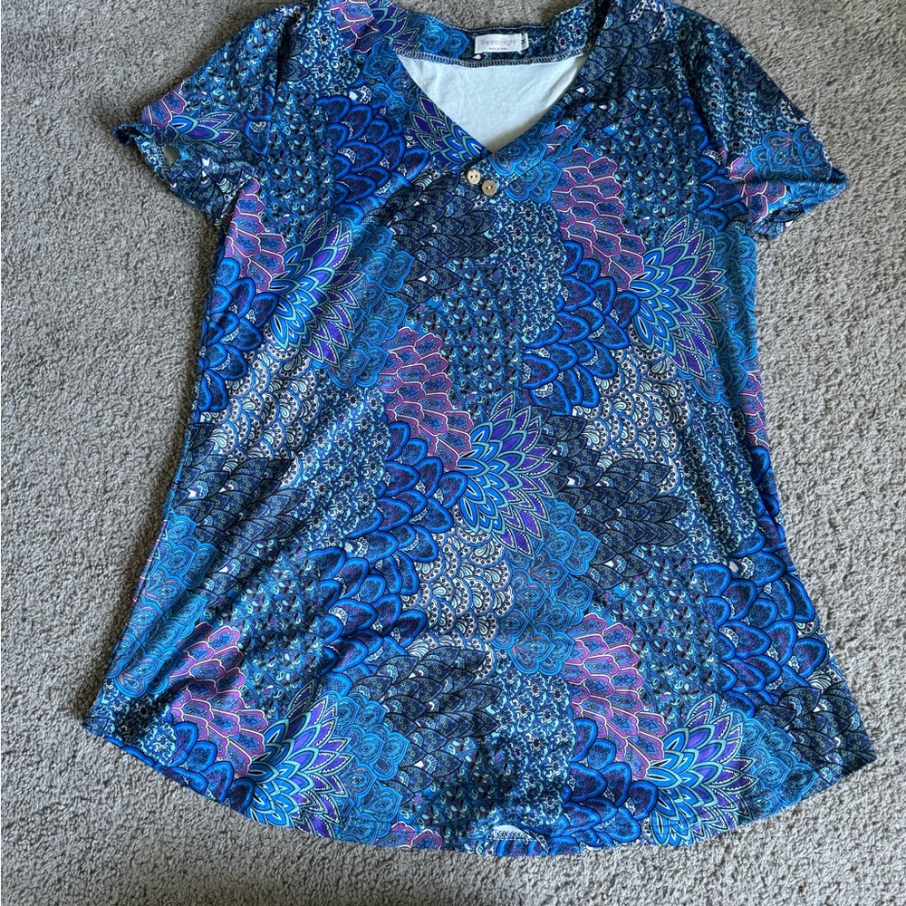 New without tags. Blue and Purple Short Sleeve top Size PM